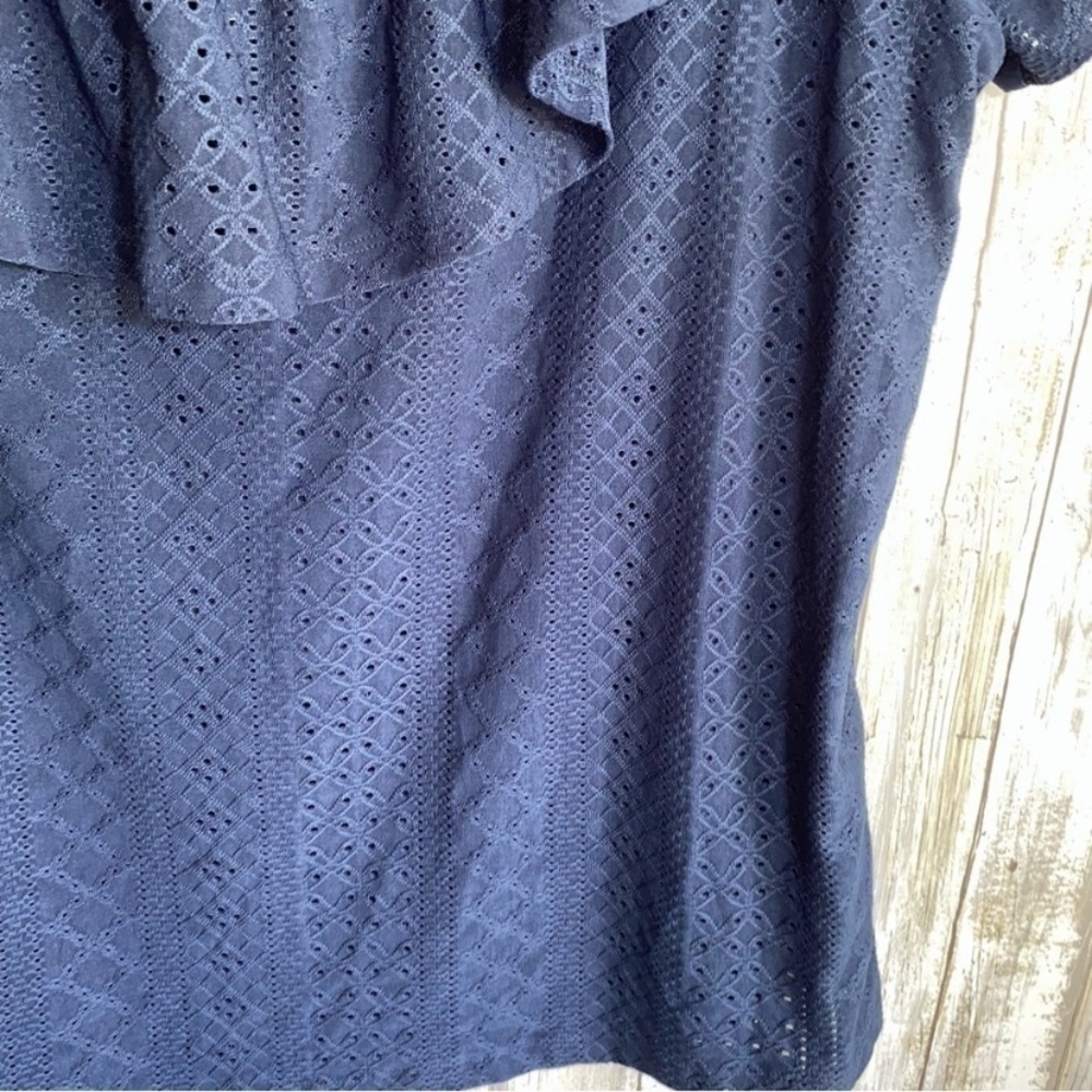 Lane Bryant Classic Ruffle Off-The-Shoulder Eyelet Knit Top - Picture 3 of 6